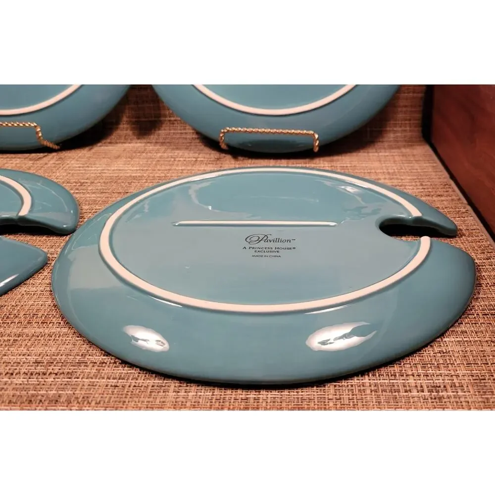 Pavillion Aqua Snack Plates Set Of 4, A Princess House Exclusive